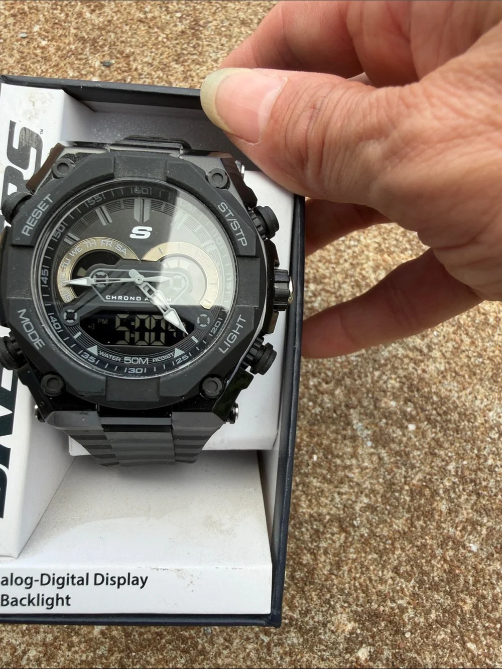 Skechers Black and Silver Analog-Digital Men’s Sport Watch. NEW